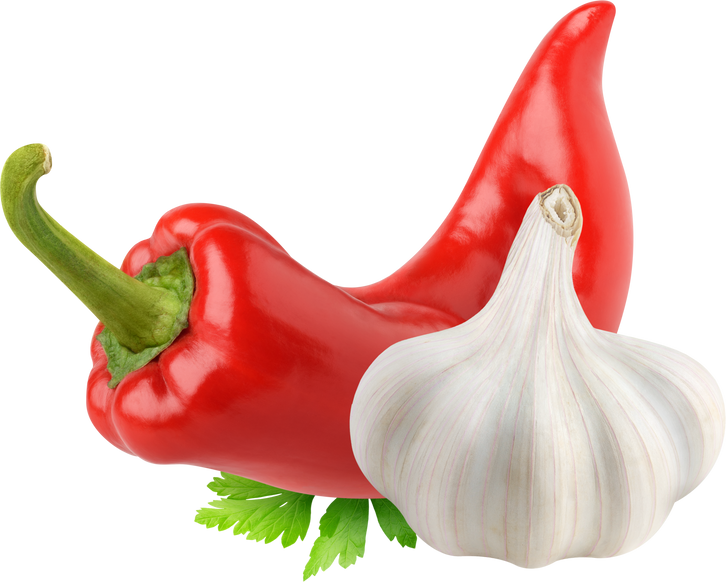 Isolated Red Pepper and Garlic
